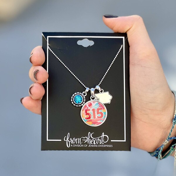 Ames State of Iowa 515 Silver Necklace